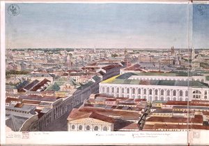 Panorama over Moskva, der viser den tidligere markedsplads og børsen i Gostiny Dvor, 1819 (wc på papir) (se 170139-170146)