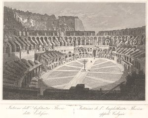 Inde i det flaviske amfiteater kaldet Colosseum af Gaetano Cottafavi