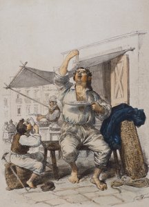 Mangia Maccaroni (spisere af pasta), af Gaetano Dura (1805-1878), gravering, Italien