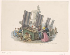 Fiske- og skaldyrsbod på markedet Frutti di mare a S. Lucia (titel på objekt)