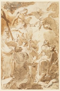Tegning, Treenigheden og apostlene, Sankt Peter og Sankt Paul, 1770-80 af Gaetano Gandolfi