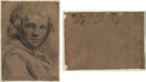 Head of a Young Man (recto) Skitse af et hoved (verso) af Gaetano Gandolfi