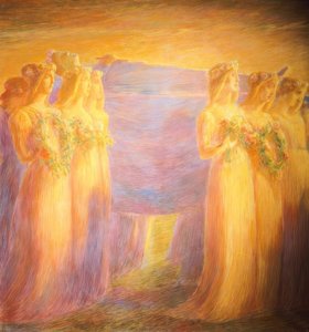Begravelse af en jomfru, af Gaetano Previati