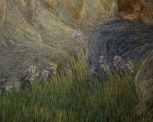 Græs og blomster, detaljer fra The Maternity af Gaetano Previati