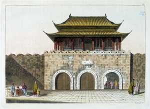 Porten til det kejserlige palads i Beijing (den forbudte by) - fra "Ancient and Modern Costume" af Ferrario, red. Milano
