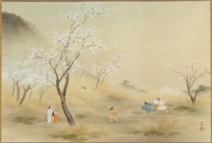No-asobi (Playing in the Field), ca. 1905 (blæk og farve på papir) af Gaho Hashimoto