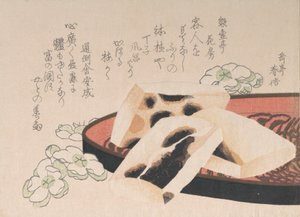 Ristet Mochi, en slags rismad brugt i nytårssæsonen, 1800-tallet.
