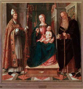 Madonna og barn mellem Sankt Biagio og Sankt Antonius abbed (maleri af Galeazzo Campi