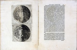 Blad af bog Sidereus Nuncius Sidereal Messenger af Galileo Galilei, 1610