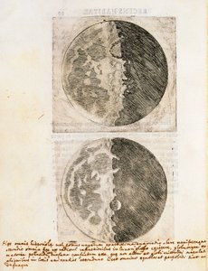 Sidereus Nuncius (Starry Messenger) med tegninger af Månens faser og overflade af Galileo Galilei