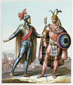 Hernan Cortes møder Montezuma II i 1519