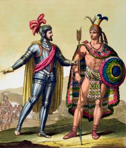 Mødet mellem Hernando Cortes og Montezuma II, Mexico, 1519 c1820-1839
