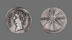 Denarius portraying Emperor Augustus, 19-18 BCdani af Gallo Roman