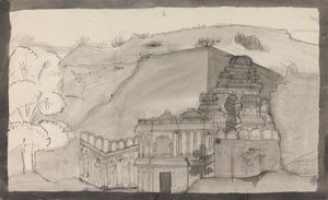 Interiør af et Ellora Cave Temple af Gangaram Chintaman Tambat