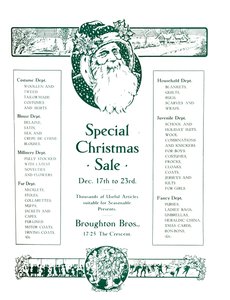 Annonce for Broughton Bros. - Special Christmas Sale, 1917