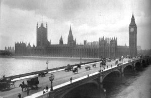Houses of Parliament og Westminster Bridge, 1919