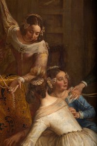 Sognekirke (Eglise Saint-Brice). Paintin "Ærkehertug Isabel af Spanien giver sine smykker til basilikum Saint-Martin af Halle". Gaspar de Crayer. af Gaspar De Crayer