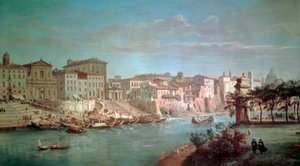 Tiberen til Porto di Ripetta af Gaspar van Wittel (1652 eller 1653-1736)