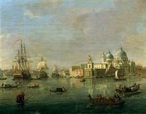 Udsigt over Venedig med Giudecca og Toldhuset, af Gaspar van Wittel (1652 eller 1653-1736), olie på lærred, 27x42 cm, detalje af Gaspar van Wittel