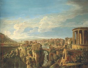 Udsigt over Tivoli med Vesta-templet (olie på lærred) af Gaspar van Wittel