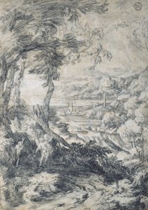 Landskab med Elias og englen på Horeb-bjerget af Gaspard Dughet
