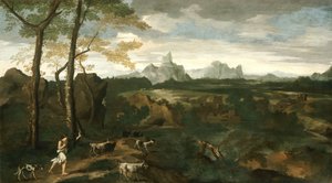 Landskab med hyrde og geder, ca. 1635.