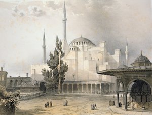 Gården til Hagia Sophia (plade 15), graveret af Louis Haghe (1806-85) udgivet 1852