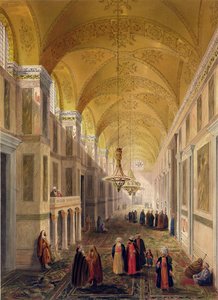 Haghia Sophia, plade 2: narthexen, indgraveret af Louis Haghe (1806-85) udgivet 1852