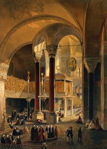 Hagia Sophia, plade 8: Imperial Gallery og æske, indgraveret af Louis Haghe (1806-85) udgivet 1852