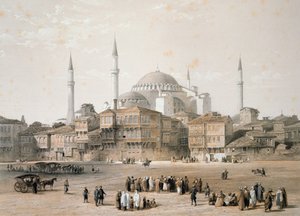 Hagia Sophia (planche 25) før restaureringen, graveret af Louis Haghe (1806-85), udgivet 1852