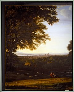 Italiensk pastoralt landskab, detalje, udateret af Gaspard Poussin Dughet