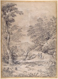 Bjergvej, der snor sig gennem skov og klipper af Gaspard Poussin Dughet
