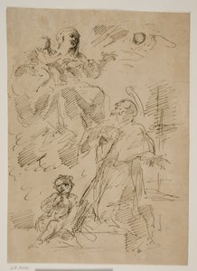Madonna og barn i skyerne med St John of Nepomuk nedenfor