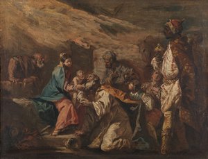 Tilbedelse af Magi af Gasparo Diziani (attributed to)