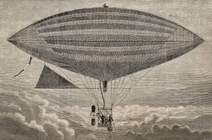 Elektrisk ballon med propel, en prototype af Gaston (18473-1899) og Albert Tissandier (1839-1906), Paris, Frankrig, gravering fra L
