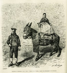 Andorra og Andorra. Gravering af G.Vuillier, til illustration af historien Le val d
