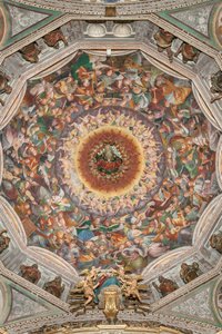Assumption of the Blessed Virgin, kendt som "Englekoret spiller musik", Kuppelen på tværskibet, fra 1534 (fresco) af Gaudenzio Ferrari