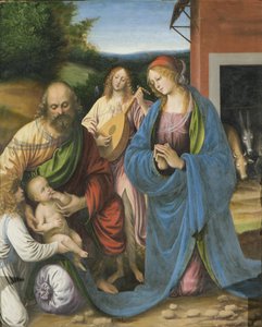 Detalje af fødselaren og den sidste nadver, Polyptic, 1511 (detalje af 3704244) af Gaudenzio Ferrari