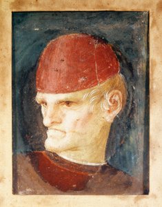 Italien, Varallo, Fragment af fresko af et hoved af Gaudenzio Ferrari