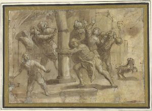 Samson styrter templet sammen af Gaudenzio Ferrari
