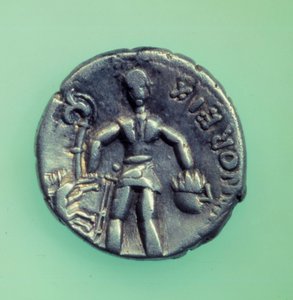 Gallisk civilisation: mønt af Eduen-folket, der repræsenterer en kriger. 1. århundrede f.Kr.