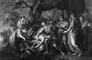 Achilles beklager Patroklos død, indgraveret af Domenico Cunego, 1764