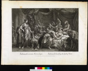 Andromache begræder Hectors død, indgraveret af Domenico Cunego, 1764 af Gavin after Hamilton