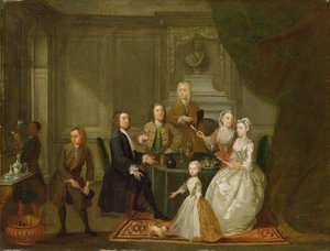 Gruppeportræt, sandsynligvis af familien Raikes, ca. 1730-32 (olie på lærred)