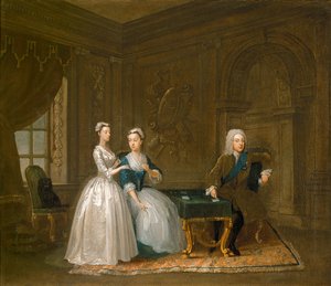 Portræt af John Montagu, hans kone og deres yngre datter (olie på lærred)
