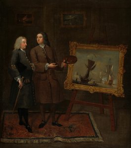 Thomas Walker og Peter Monamy, ca. 1735. af Gawen Hamilton