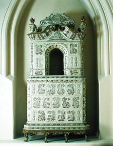 Komfur, ca. 1760 (fliser glaseret med bly og guld) af Gdansk School