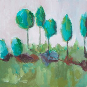 Row of Trees (akryl på plade) af Genevieve French