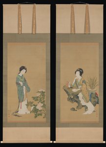 Yanji med orkideer og Yang Guifei med pæoner, 1785. af Genki