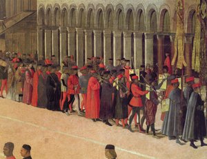 Procession på Markuspladsen, detalje af musikere, 1496 olie på lærred detalje af 59423 af Gentile Bellini